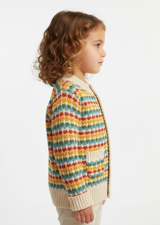 Cozy Organic Cotton Rainbow Knitted Cardigan