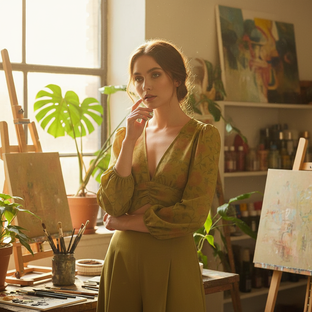 Sunlit artist studio