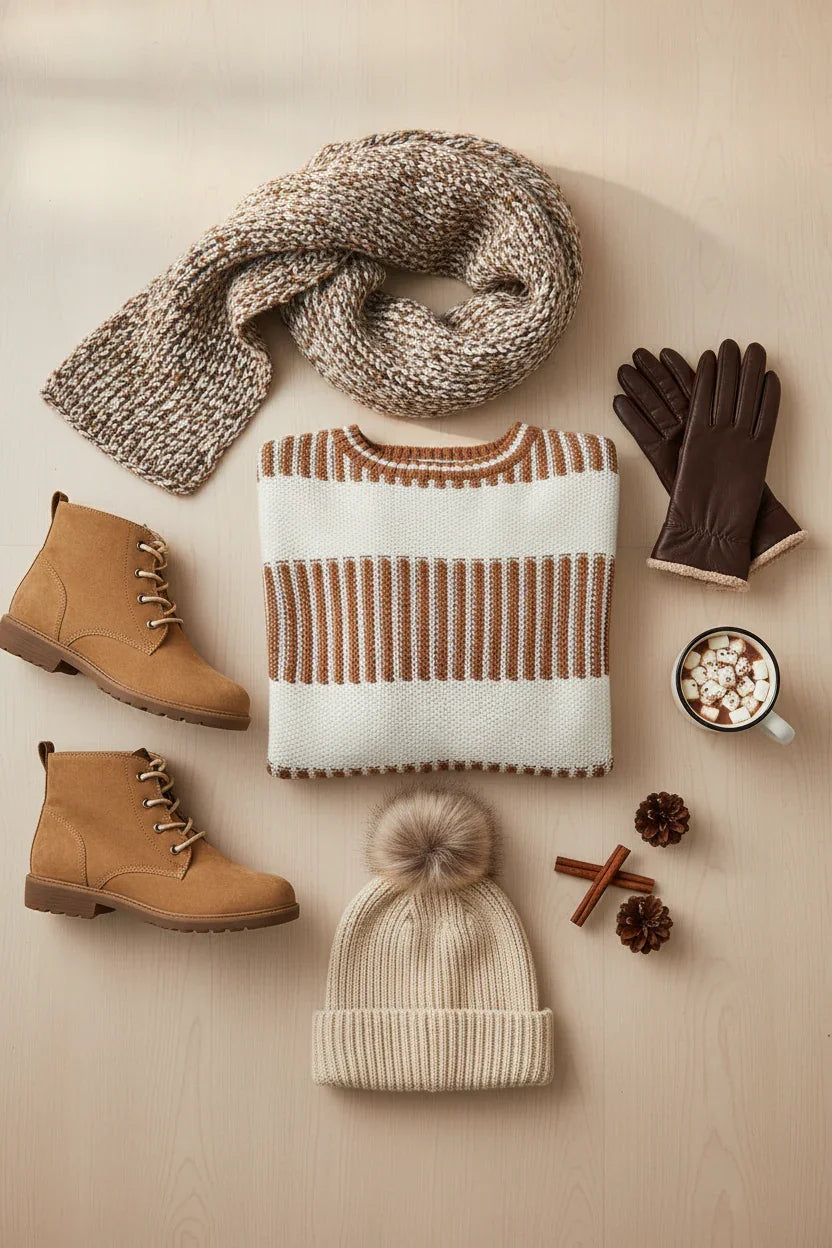 Sweater centerpiece with winter styling