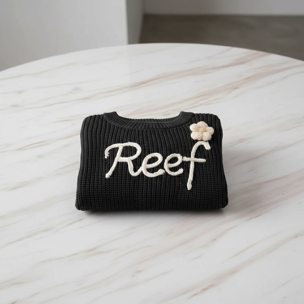 Sweater folded on marble