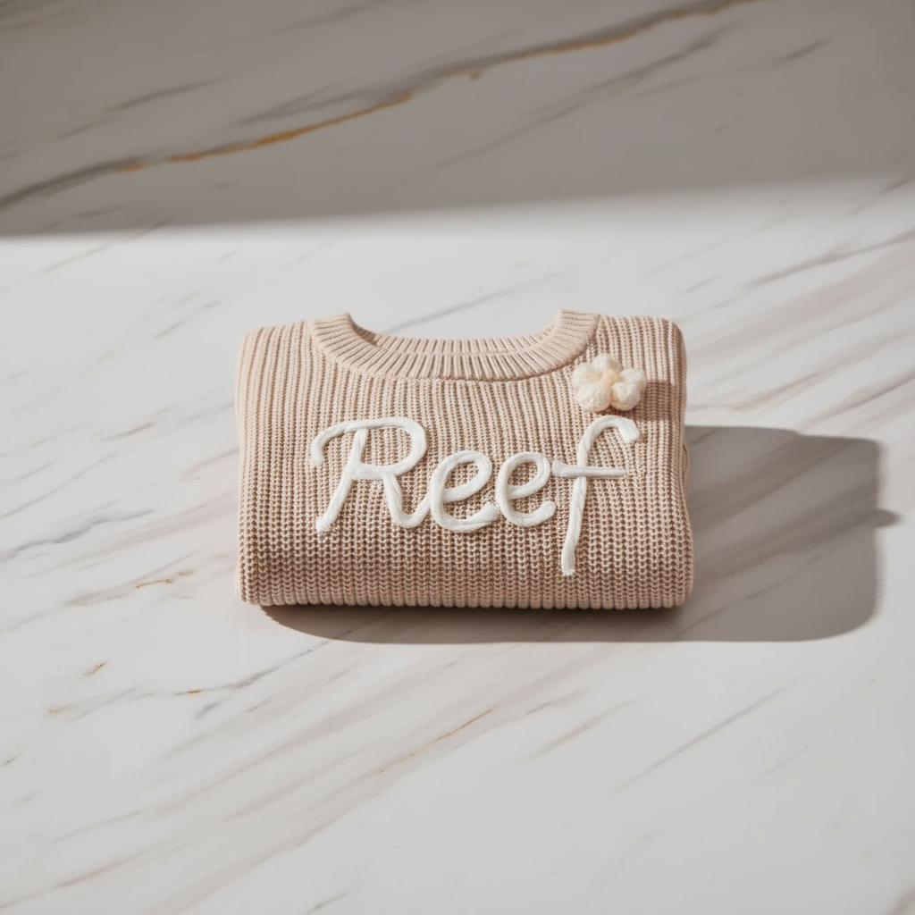 Sweater folded on marble