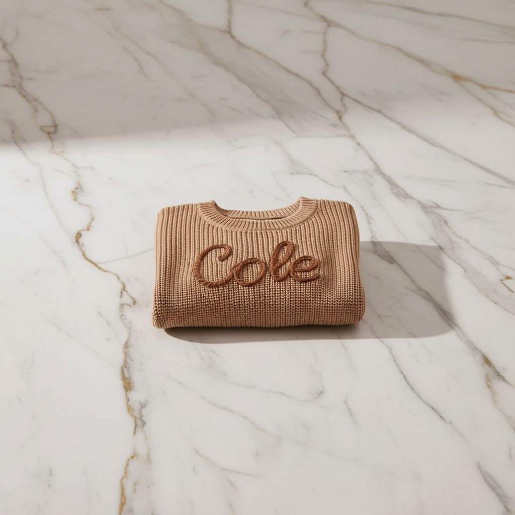 Sweater folded on marble