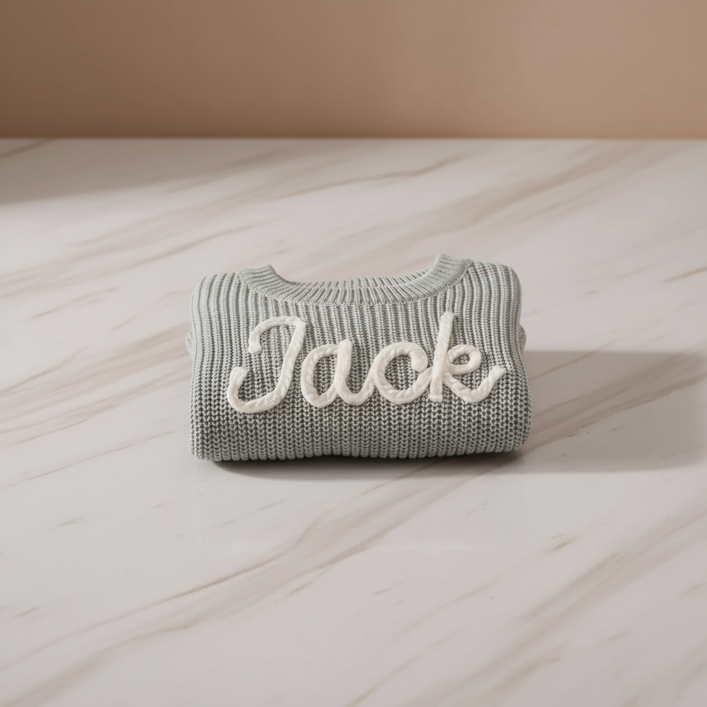 Sweater folded on marble