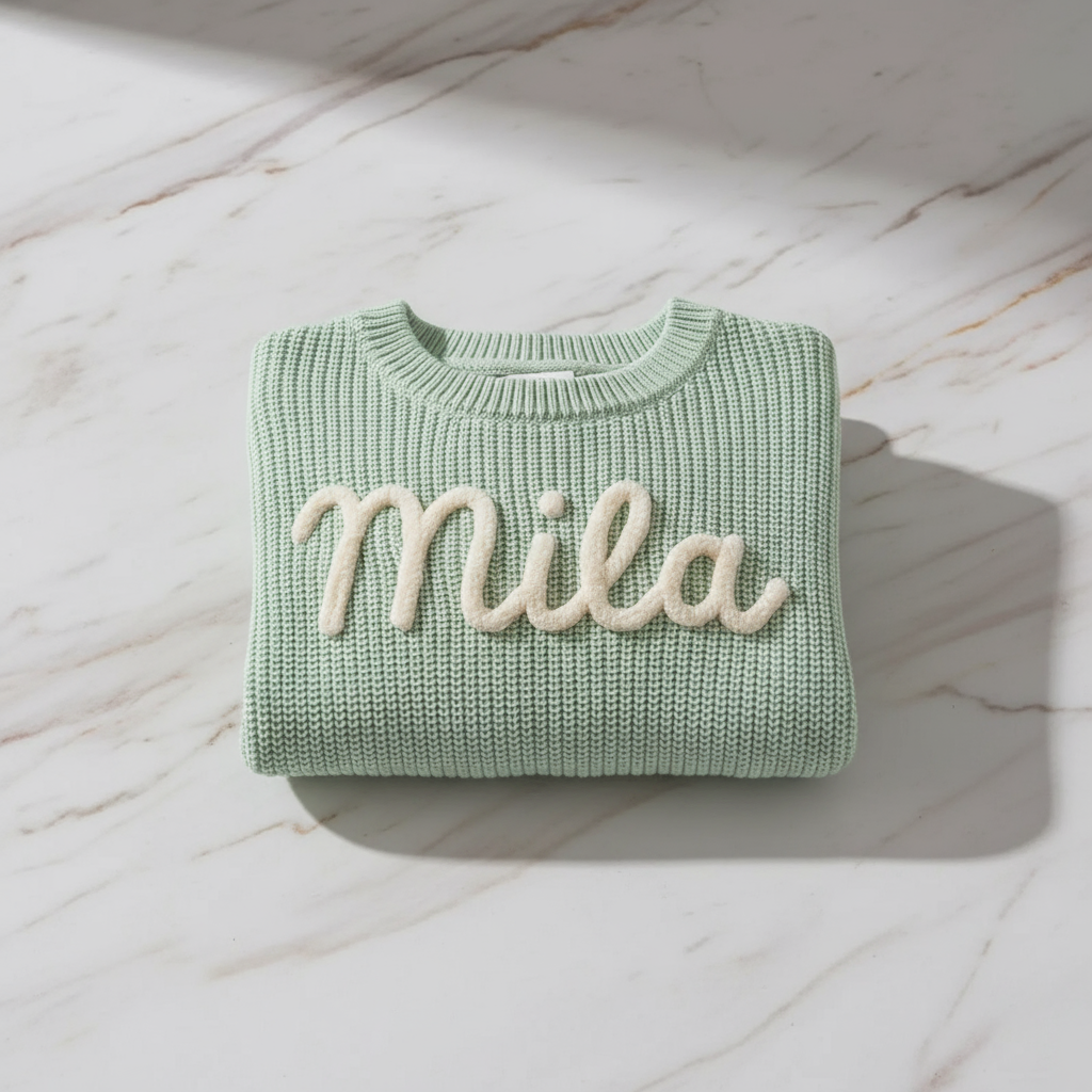 Sweater folded on marble