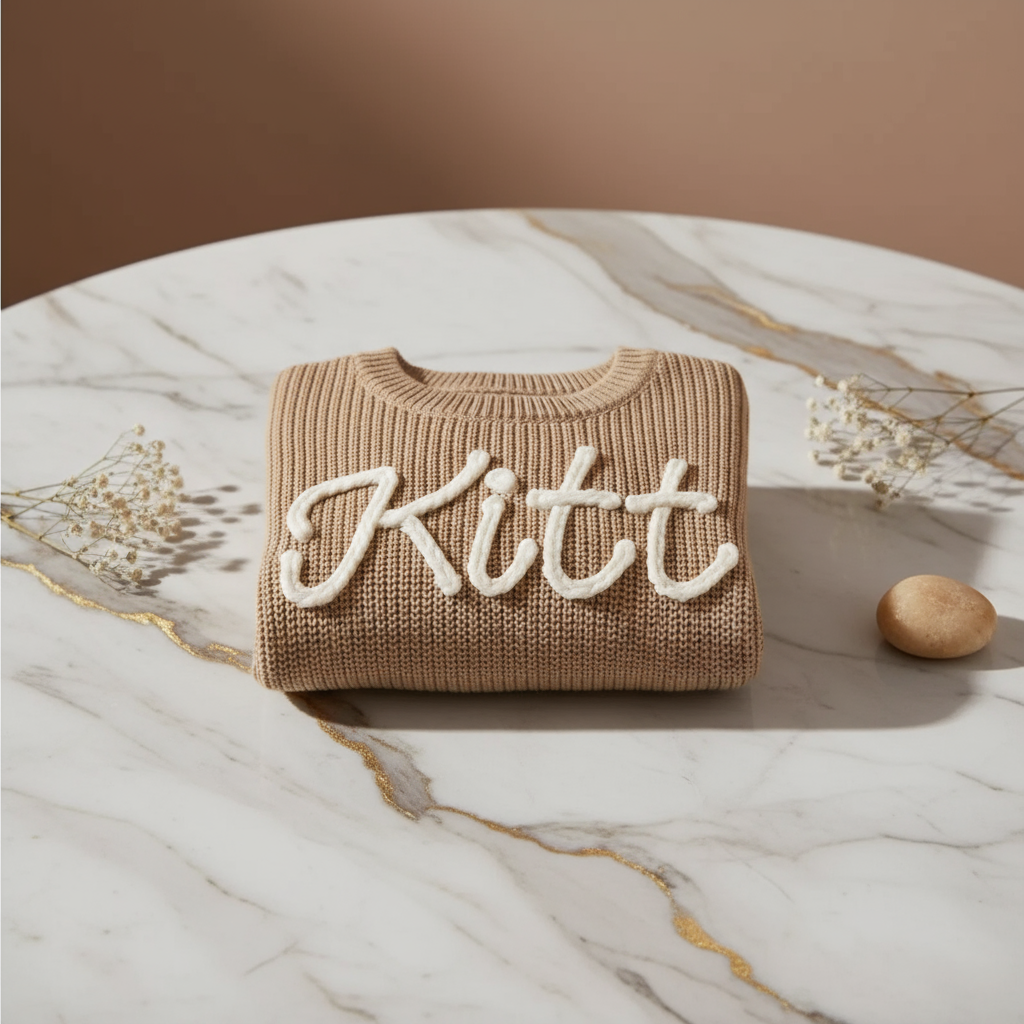 Sweater folded on marble