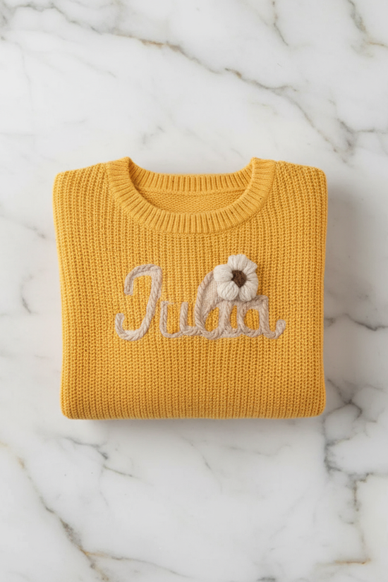 Sweater folded on marble