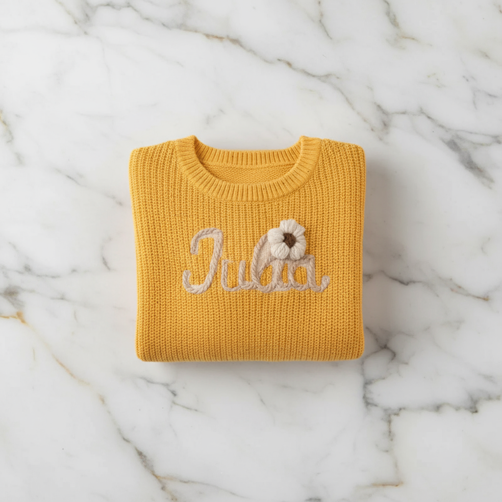 Sweater folded on marble