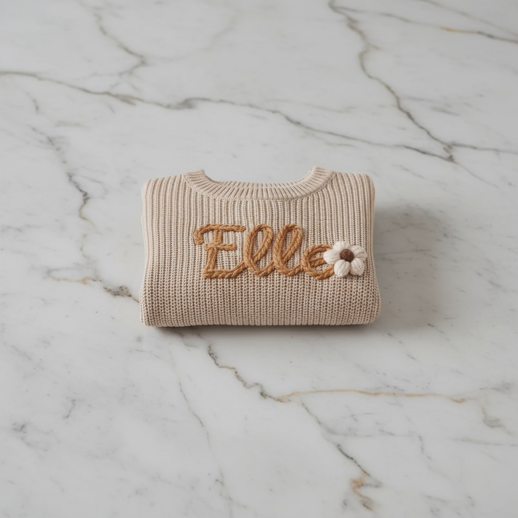 Sweater folded on marble