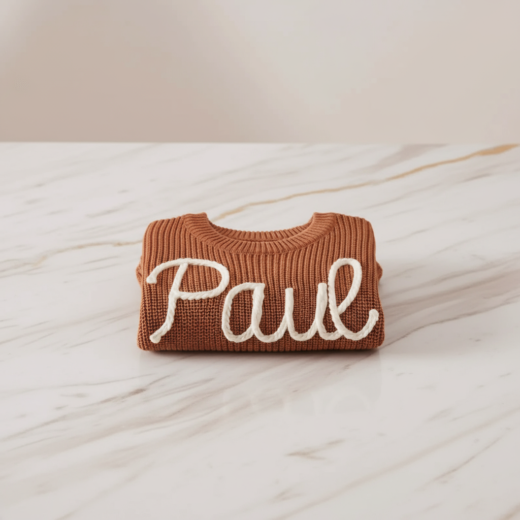 Sweater folded on marble