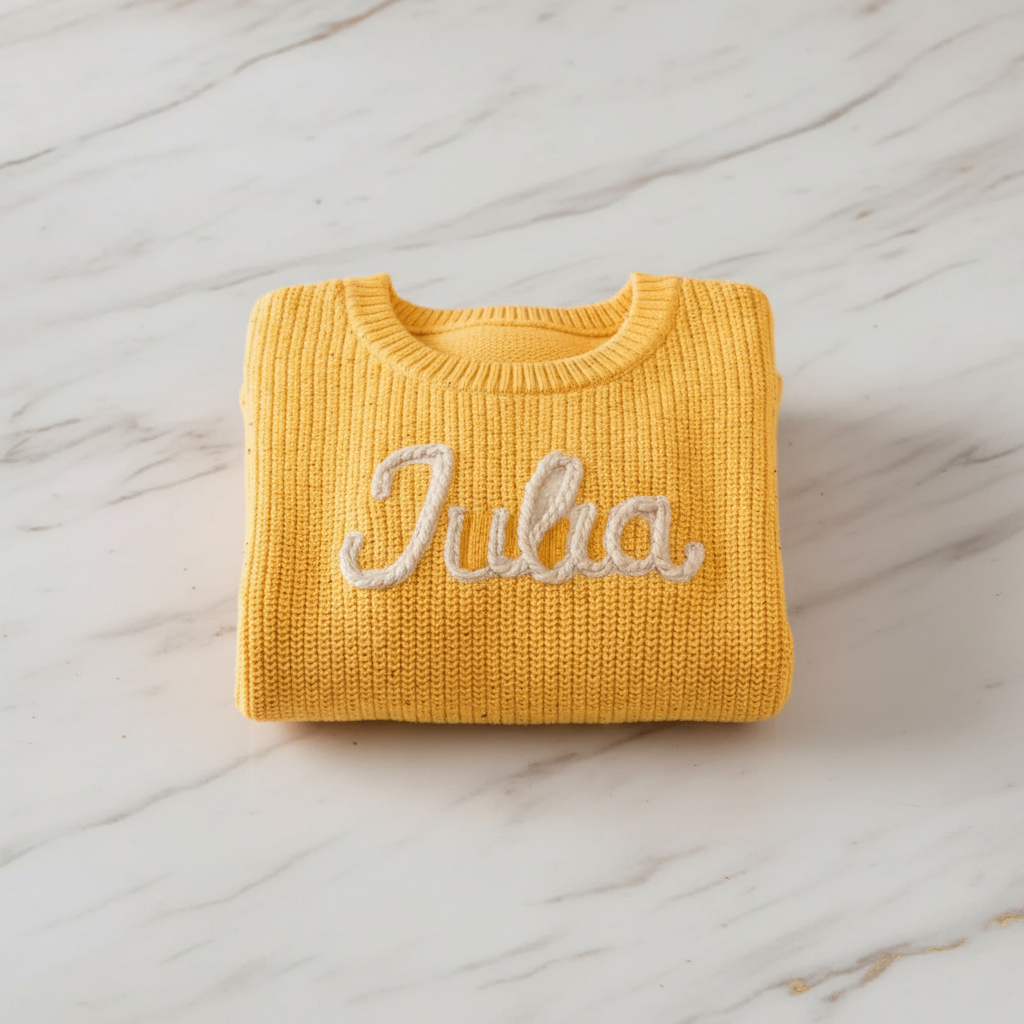 Sweater folded on marble