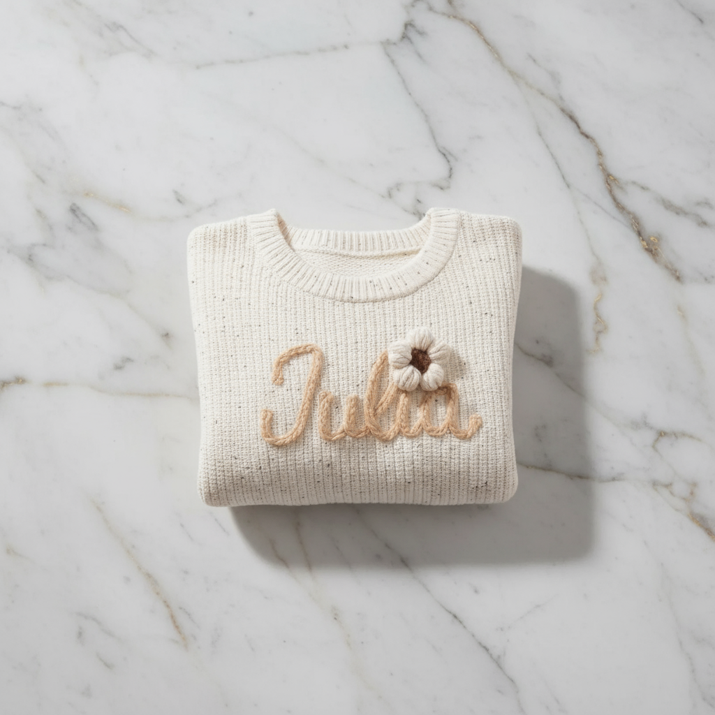 Sweater folded on marble