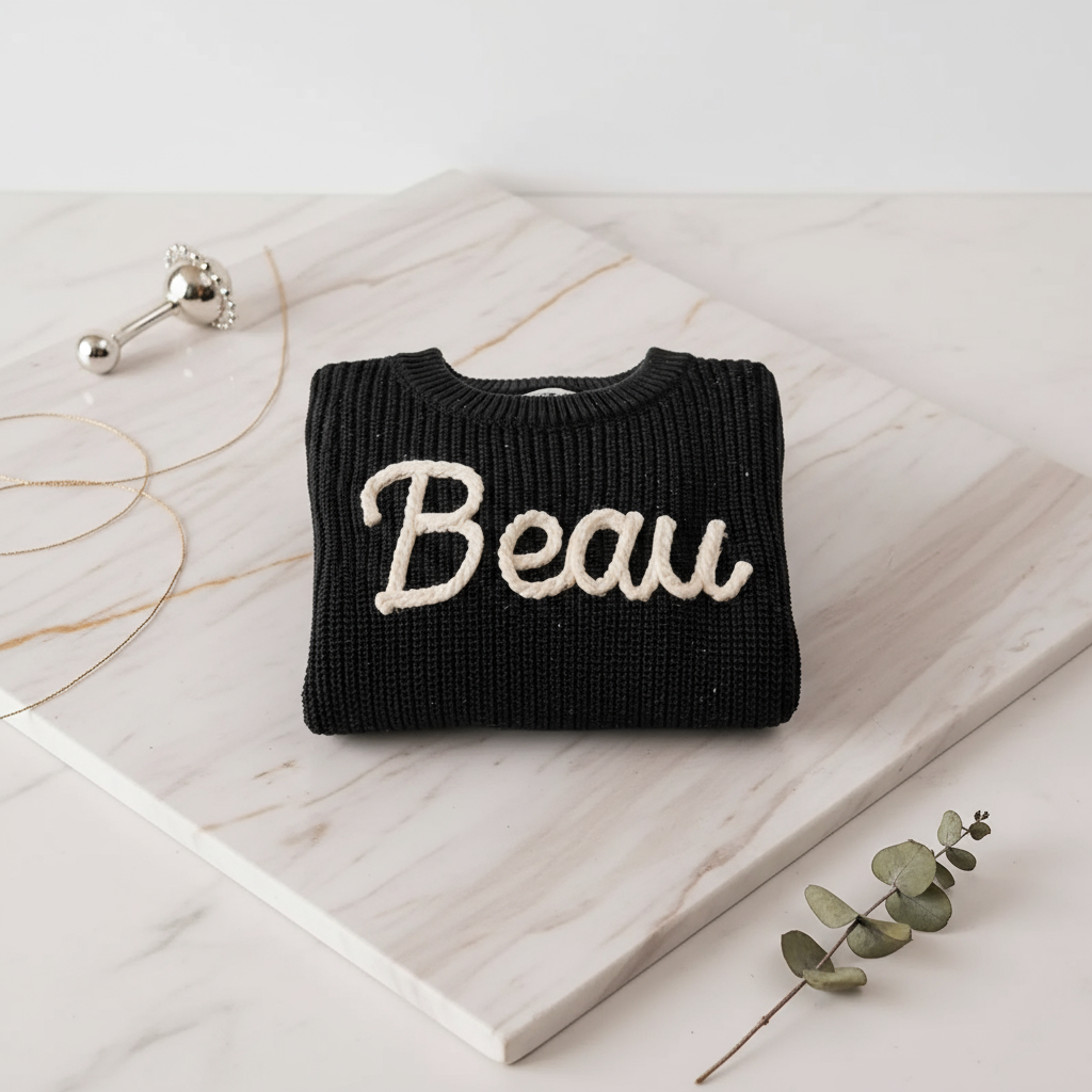 Sweater folded on marble