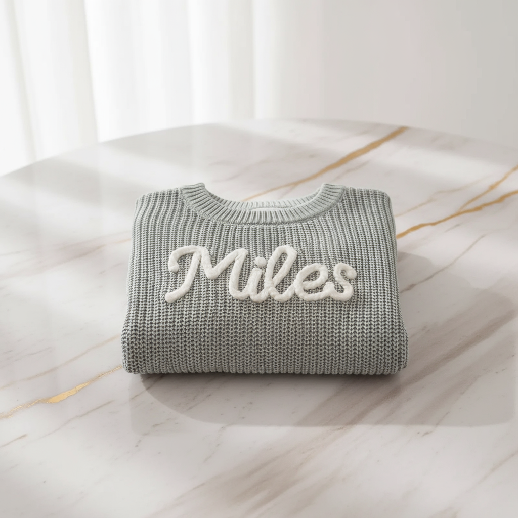 Sweater folded on marble