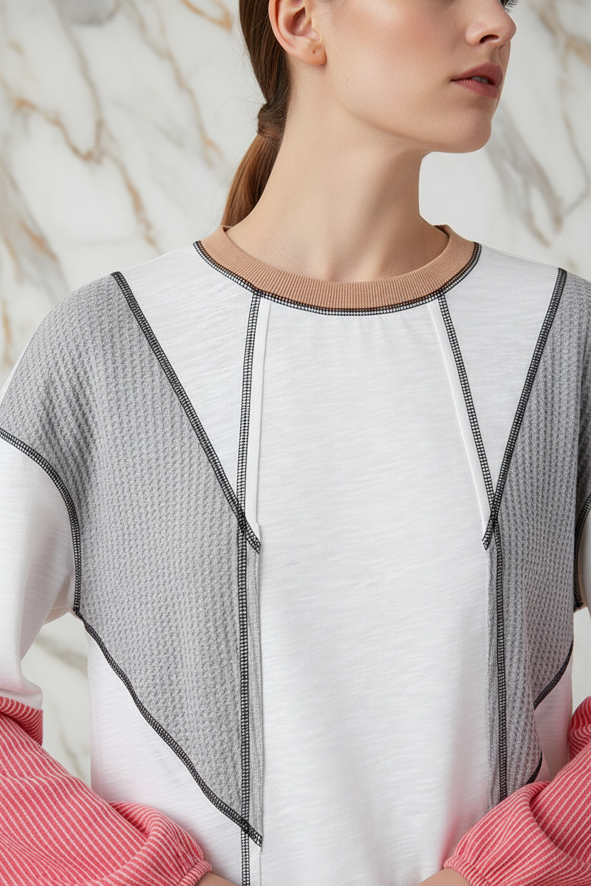 Tan collar neckline detail