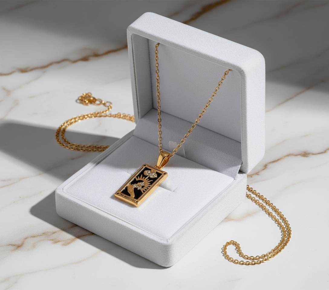 The Magician Pendant in Box - Angled View