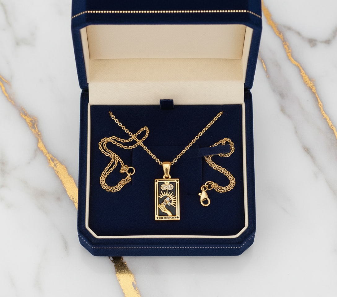 The Magician Pendant in Box - Overhead View