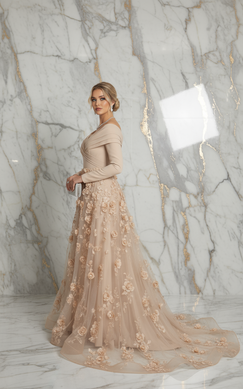 Three-quarter angle - Beige gown