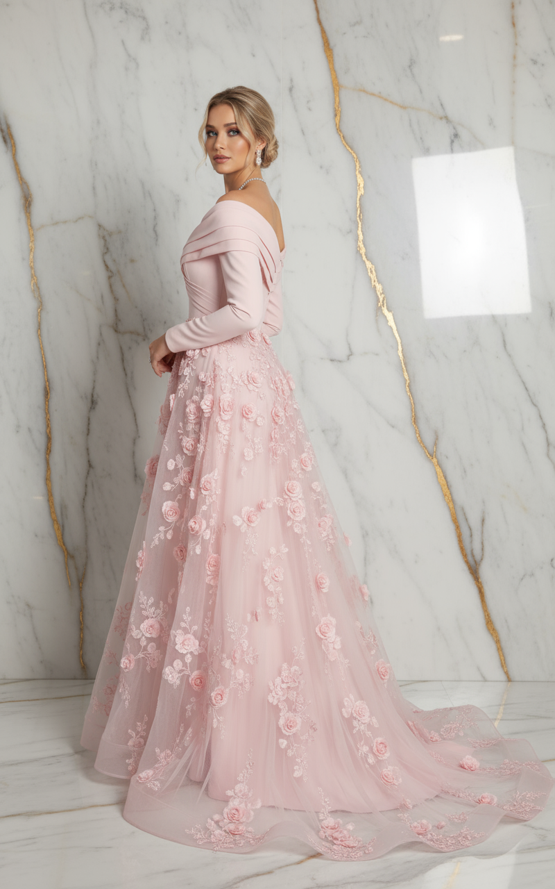 Three-quarter angle - Pink gown