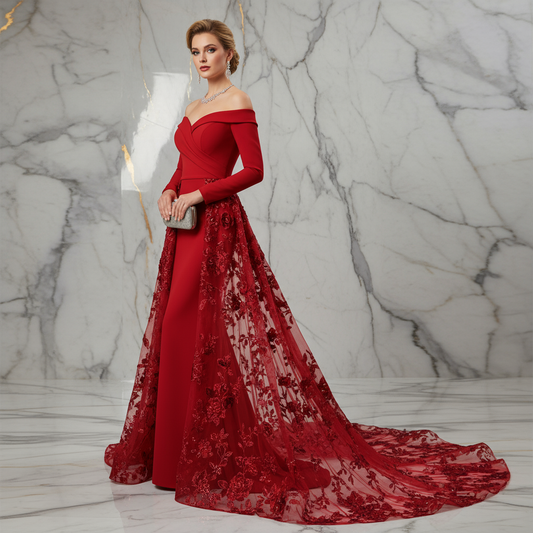 Three-quarter angle - Red gown