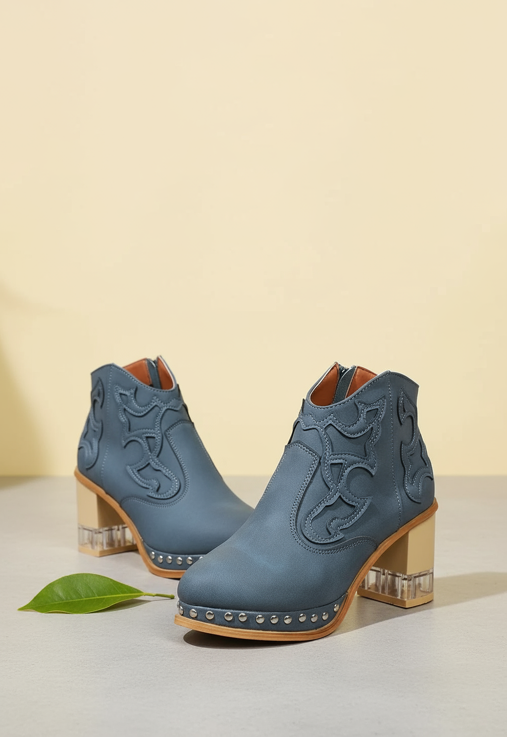 Elegant High Heels Chunky Royal Blue Platform Boot