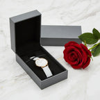 Three-quarter angle view of watch display