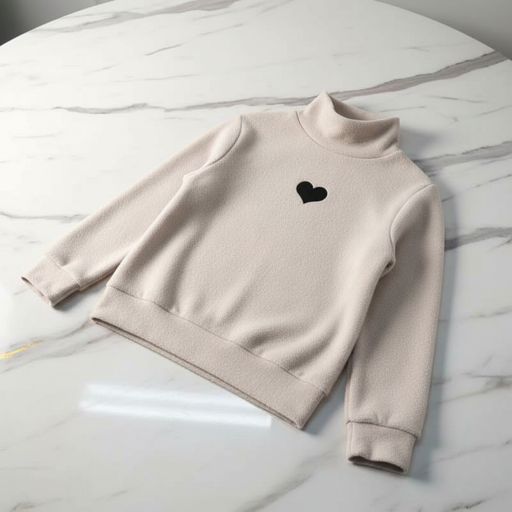 Double Sided German Fleece Cream Thickened Sweater