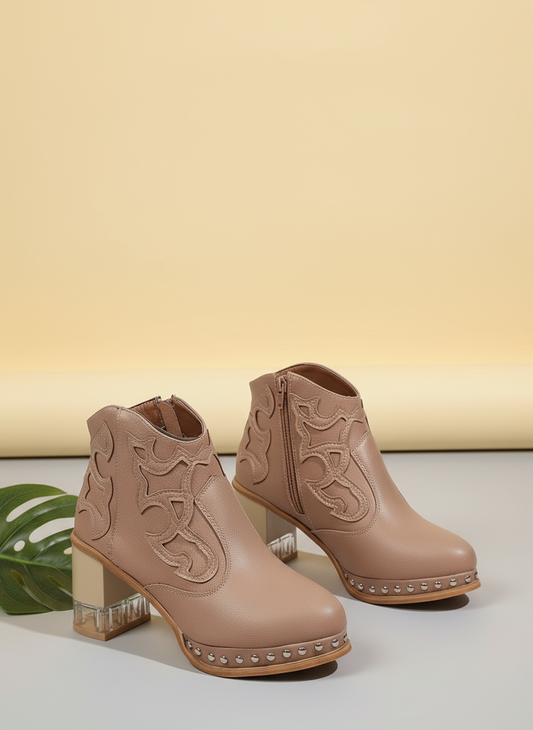 Elegant High Heels Chunky Pink Platform Boot