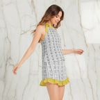 Three-quarter angle with ruffle hem detail