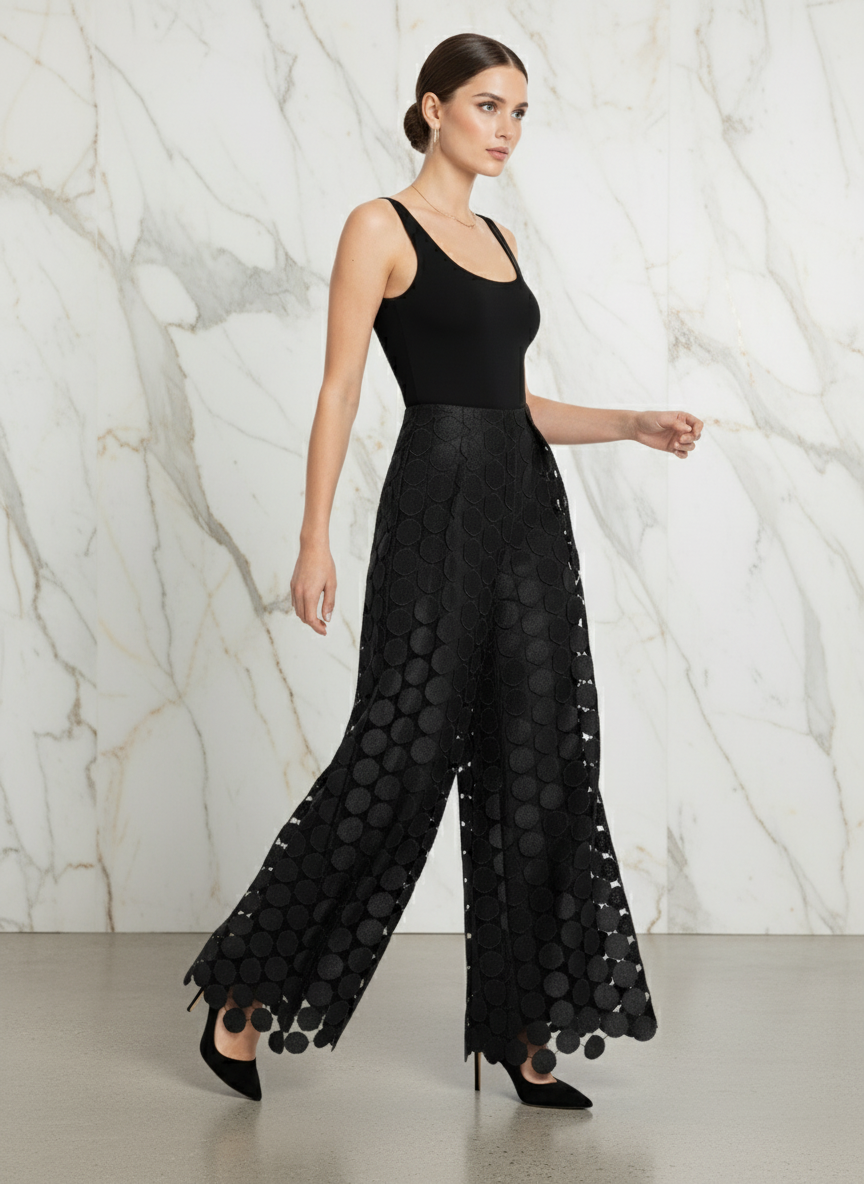 Chic High Waisted Knit Ribbed Casual Black Trousers