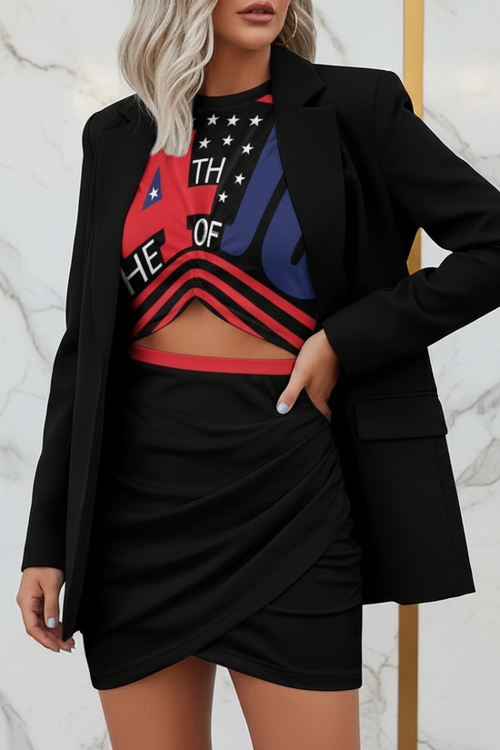 Three-quarter front with blazer