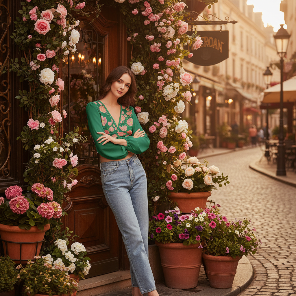 Three-quarter view at café doorway