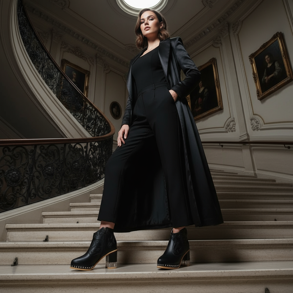 Three-quarter view on grand staircase