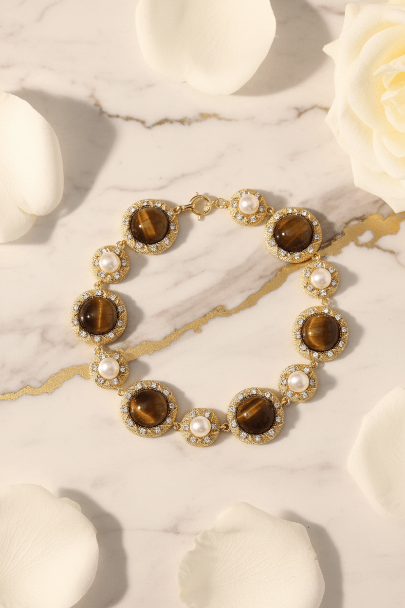 Tiger Eye Bracelet Flat Lay