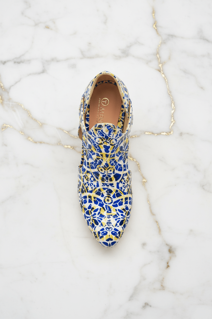 Top-down flat lay luxury heel