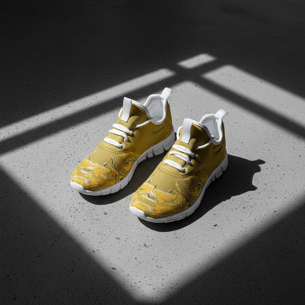 Top-down on concrete with dramatic shadows