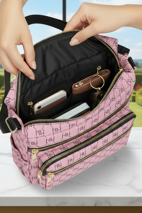 Pink Luxury Multi-pocket Crossbody Bag