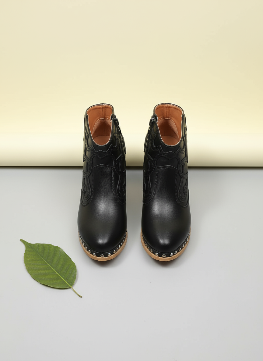 Elegant High Heels Chunky Black Platform Boot