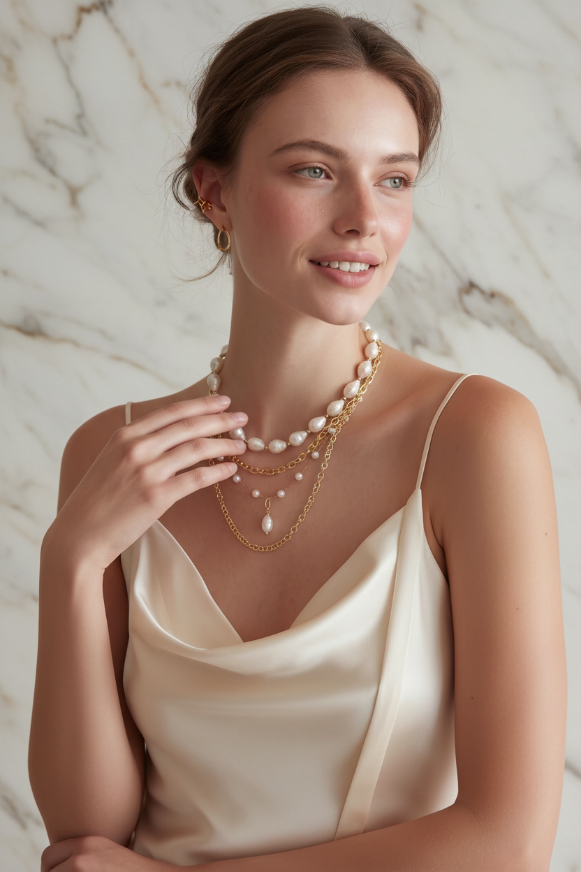 Touching pearl necklace