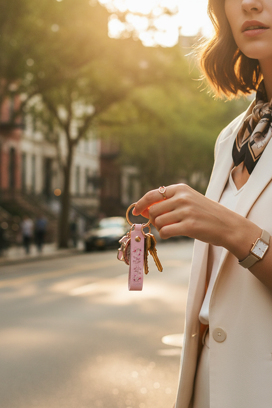 Tree-lined upscale street at golden hour
