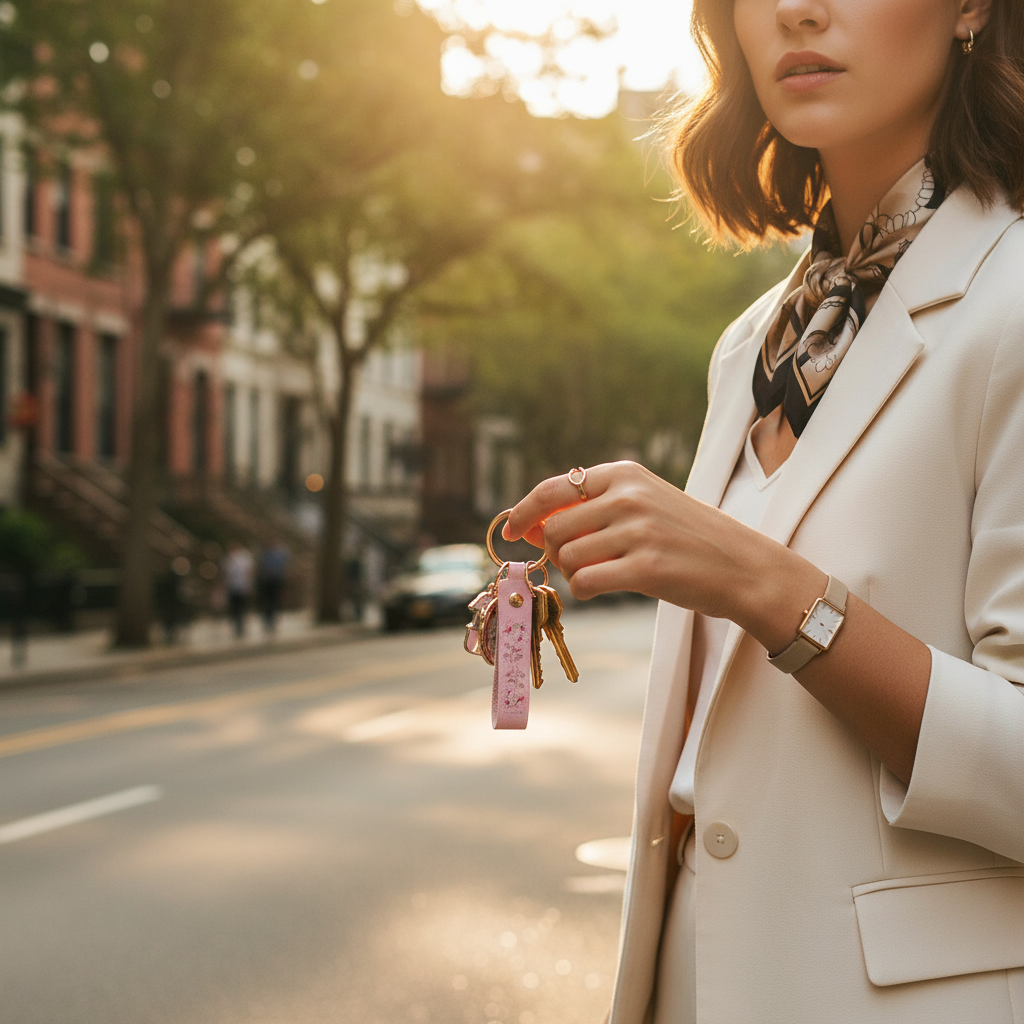 Tree-lined upscale street at golden hour