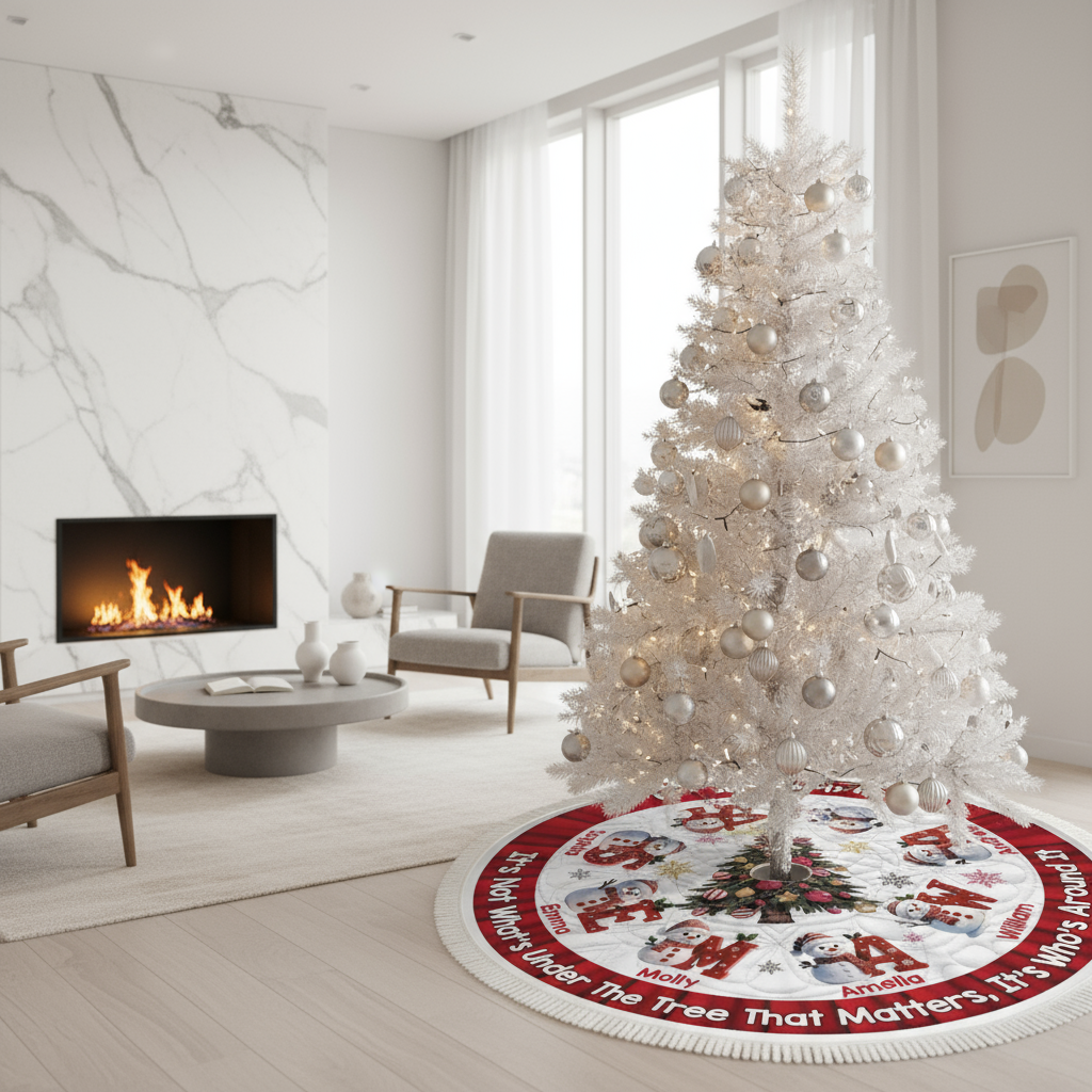 Tree skirt in luxurious living room
