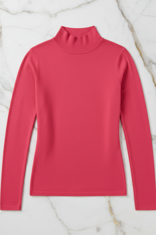 Turtleneck Slim Rose Sweater