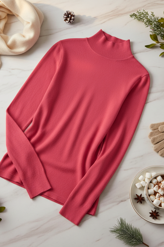 Turtleneck Slim Rose Sweater