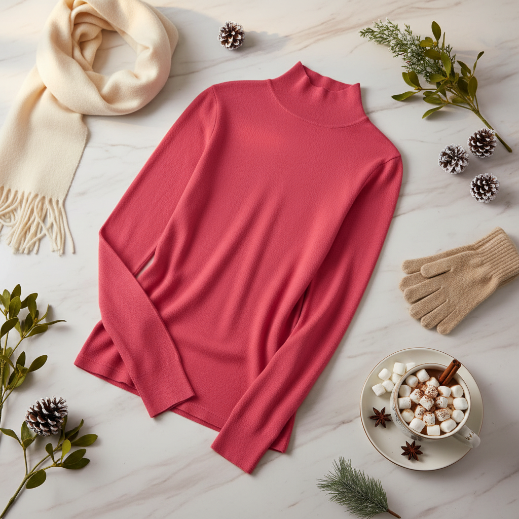 Turtleneck Slim Rose Sweater