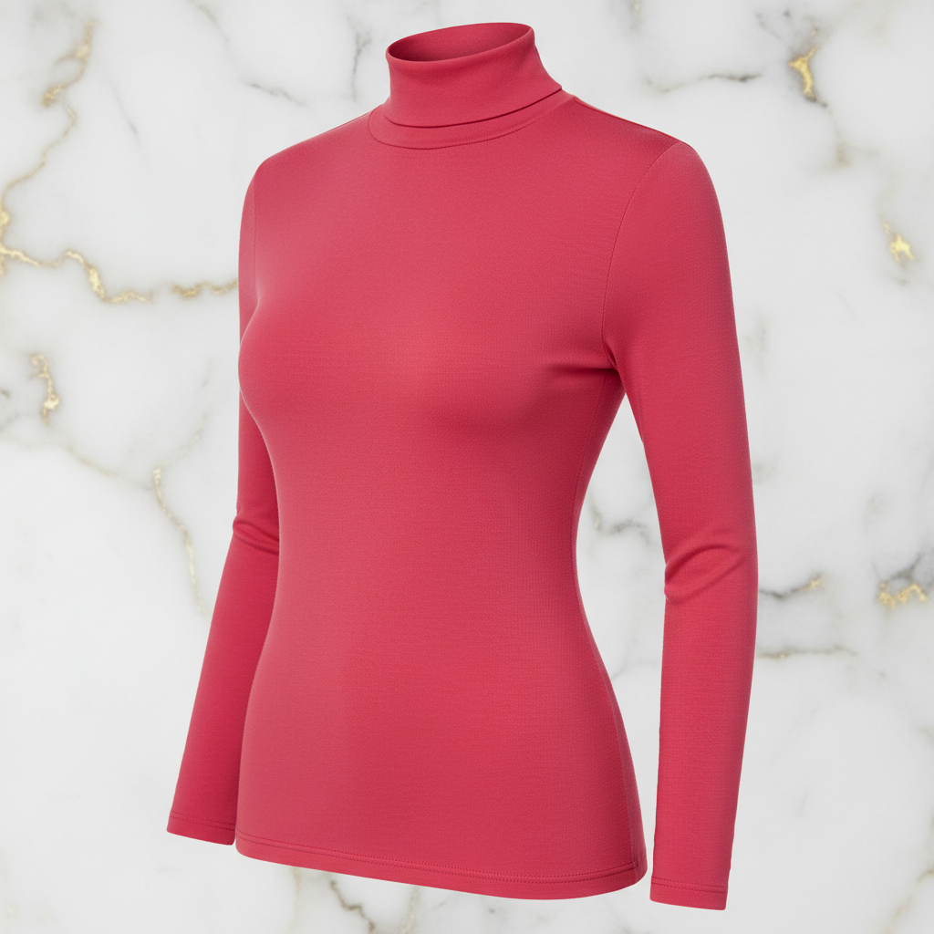 Turtleneck Slim Rose Sweater