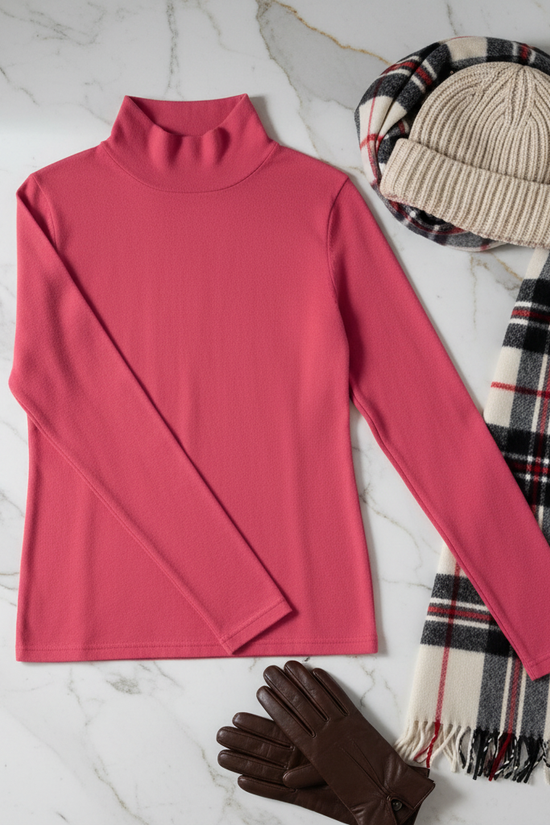 Turtleneck Slim Rose Sweater