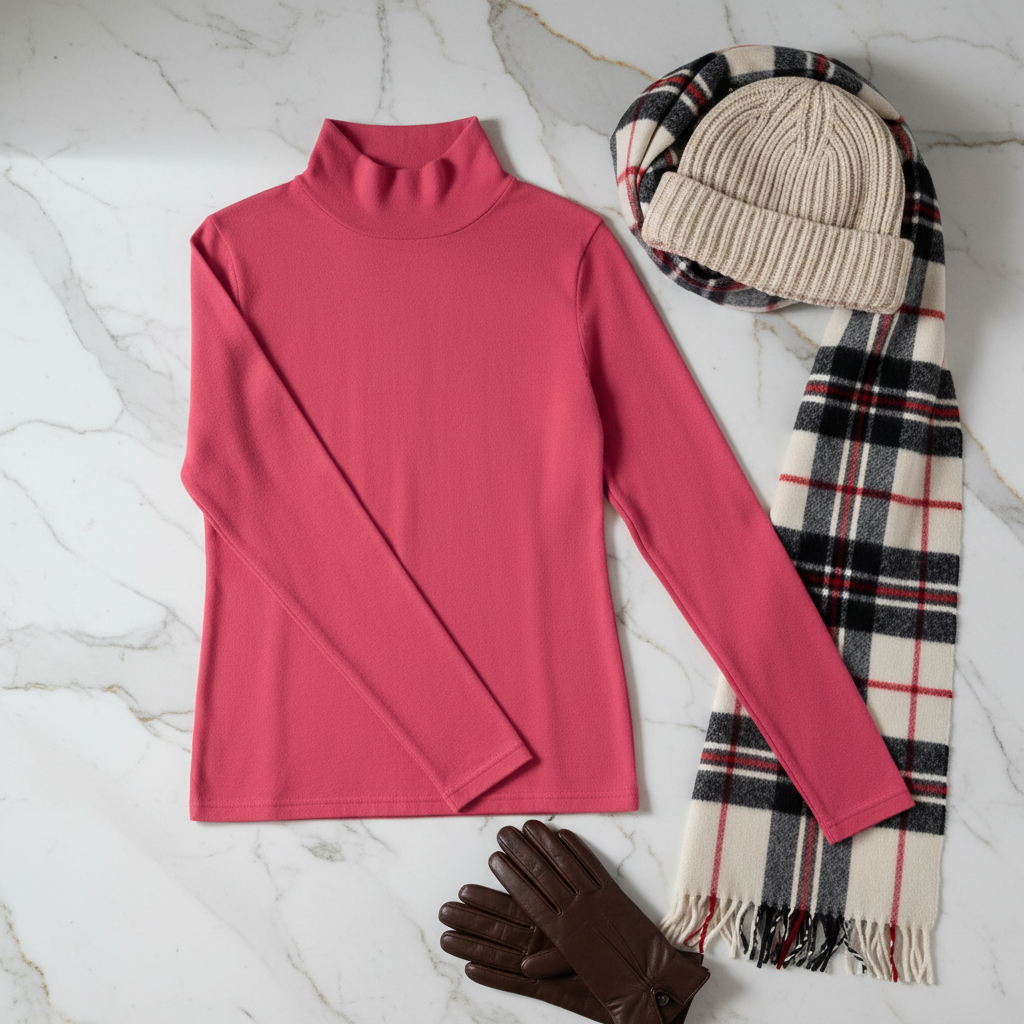 Turtleneck Slim Rose Sweater