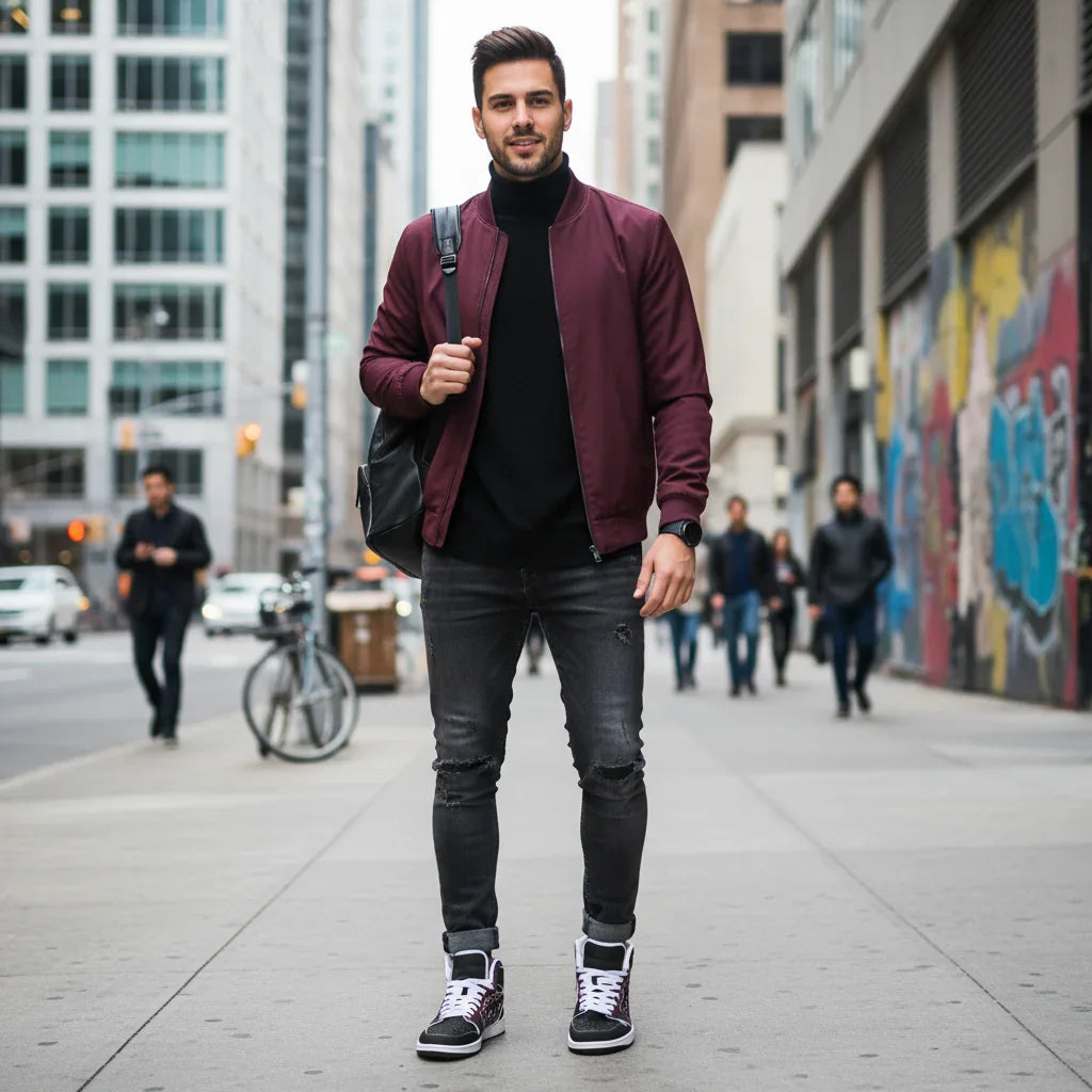 Urban sidewalk full body shot