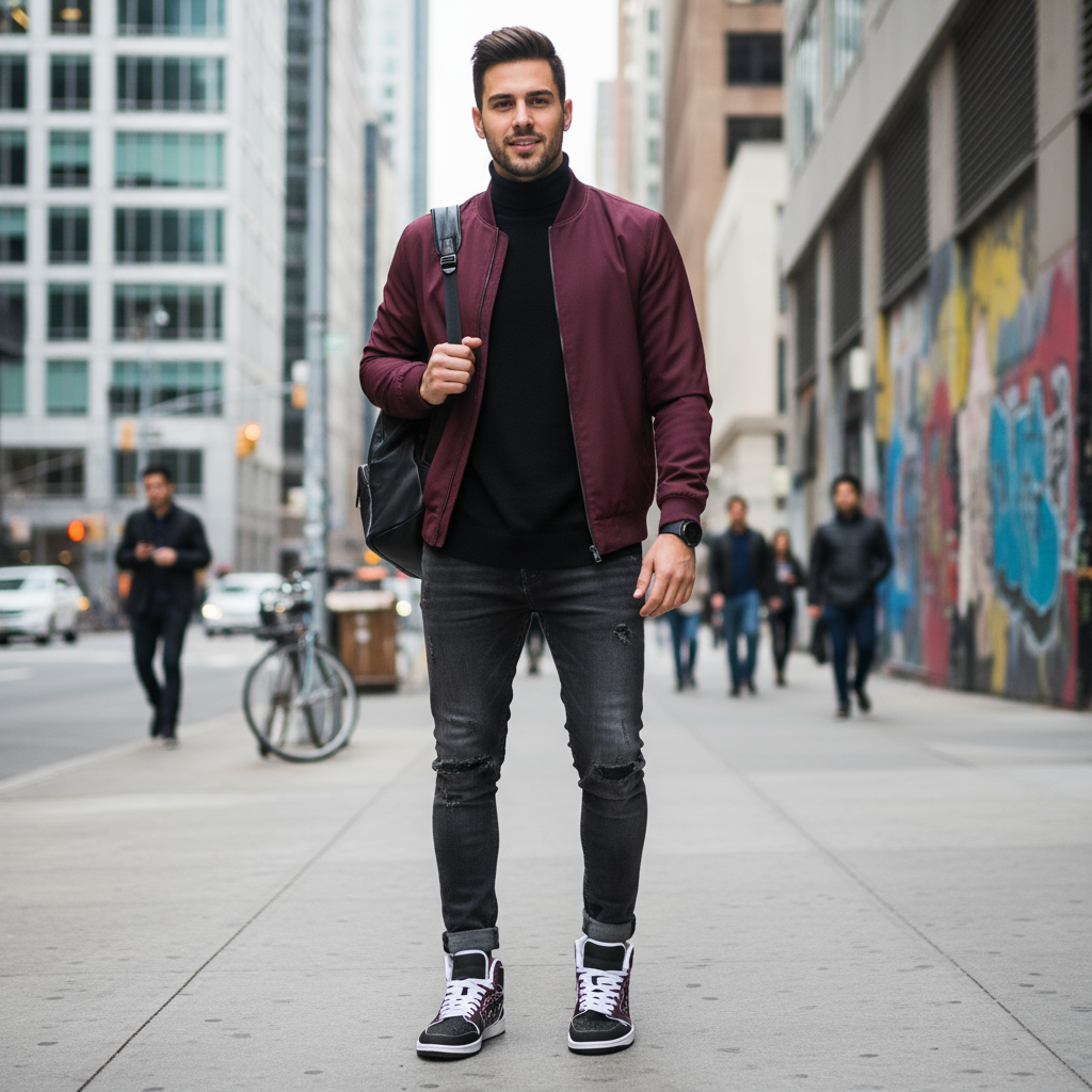 Urban sidewalk full body shot