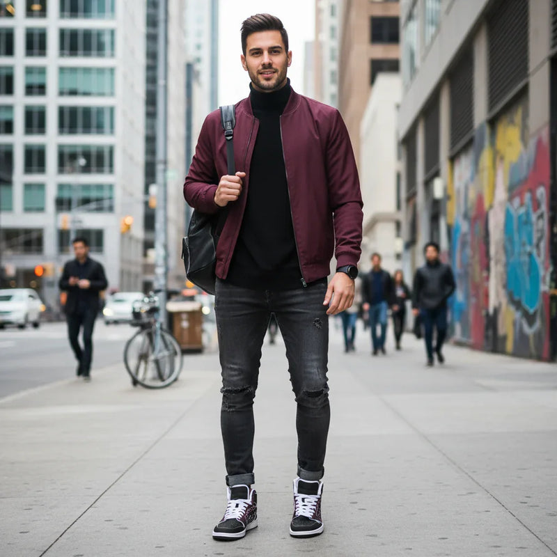 Urban sidewalk full body shot